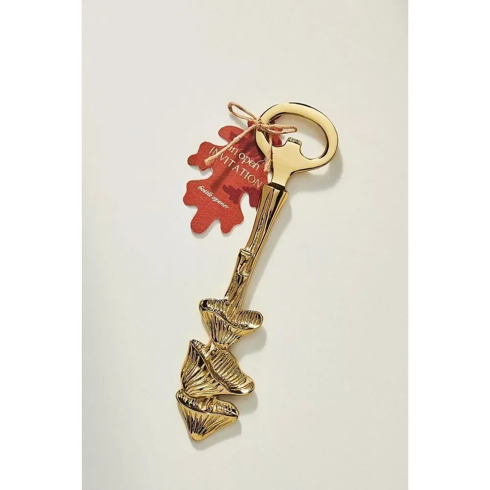 Anthropologie Sigrid Bottle Opener Mushroom Gold NEW